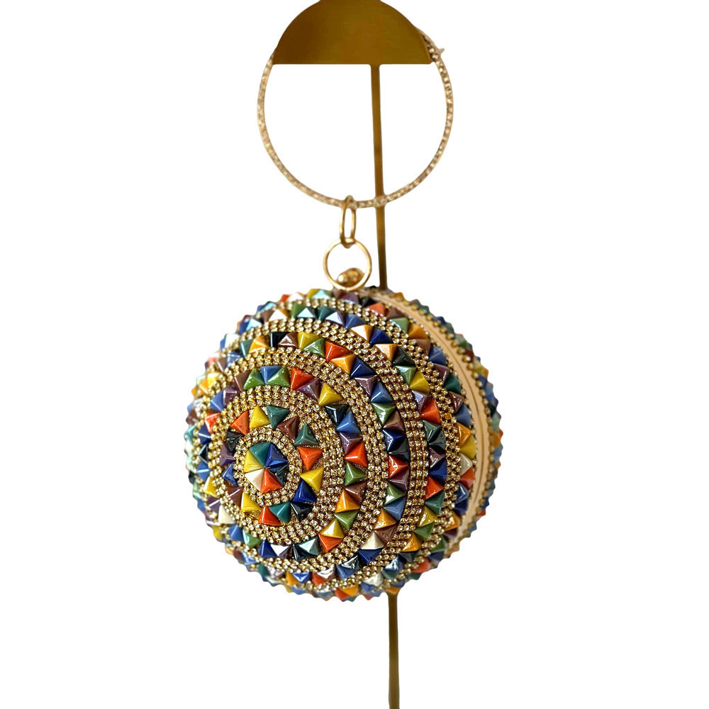 Multicolor Disco Ball Beaded Clutch